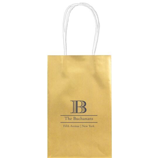 Striped Initial and Text Medium Twisted Handled Bags